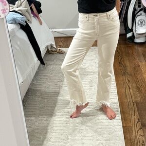Johnathan Simkai Frayed Hem Cream Jeans